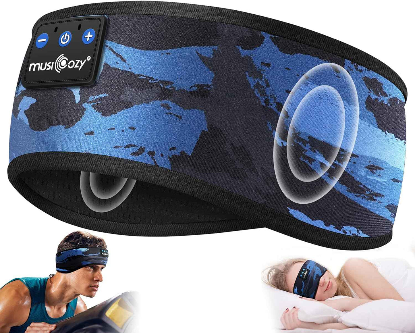 MUSICOZY Sleep Headphones Bluetooth 5.4 Headband, Sports Wireless Earphones Sweat Resistant Earbuds Sleeping Headphone with Ultra-Thin HD Stereo Speaker for Workout Running Cool Gadgets Unique Gifts