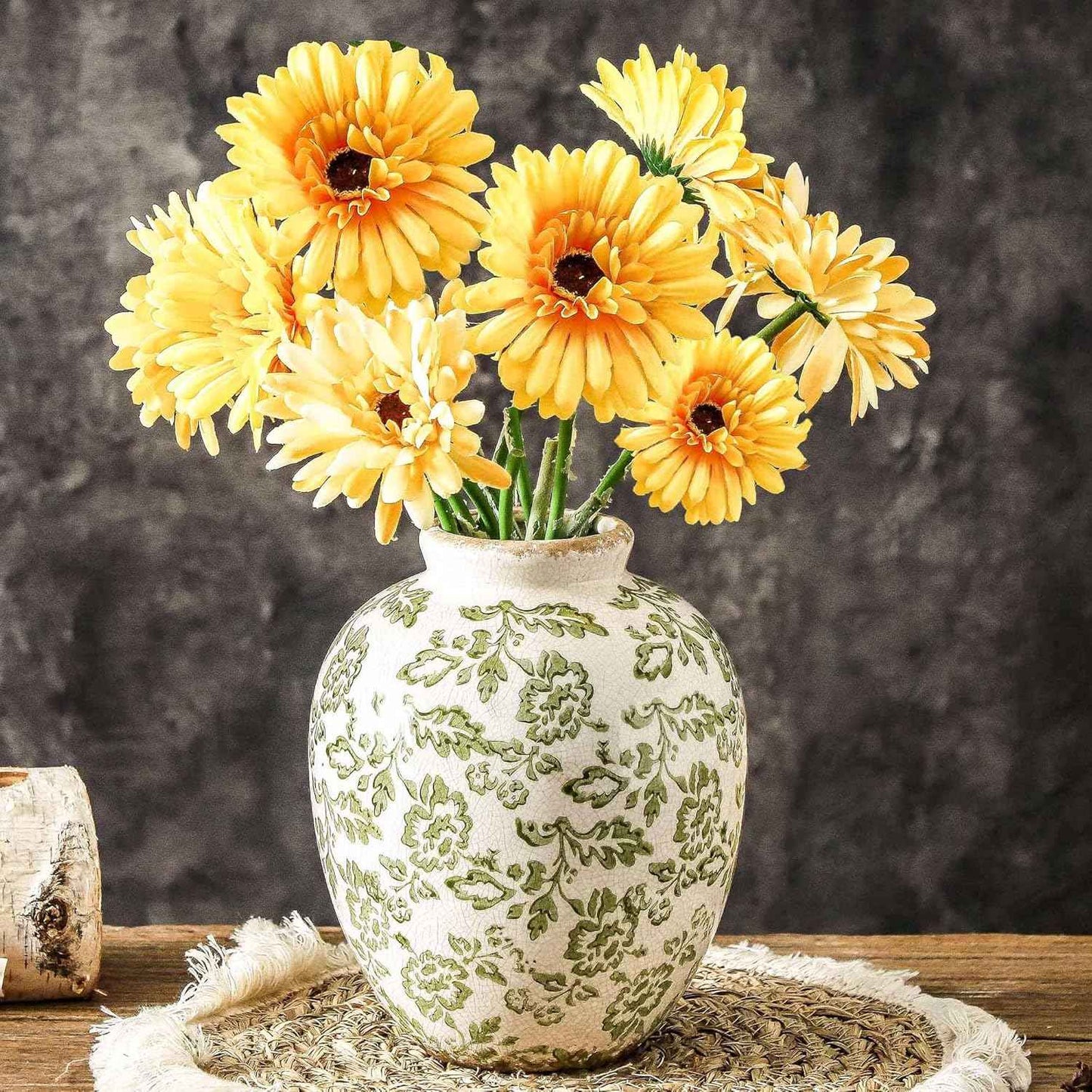 Ceramic Vase Set of 3, Neutral Flower Vases Home Decor, Pottery Rustic Farmhouse Decorative Vases Modern Decor for Table Mantel Entryway Bookshelf Living Room Kitchen Bedroom - Brown