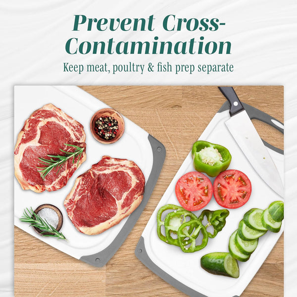 3-piece cutting board set with non-slip handles and gray color
