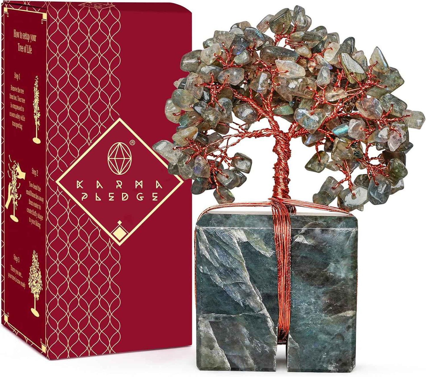 Crystal Tree of Life 7 Chakra Healing Crystals Trees for Home Decor, Office Desk Decor, Boho Decor, Handmade Bonsai Trees for Positive Energy, Money, Good Luck Birthday Gifts for Women, Mom