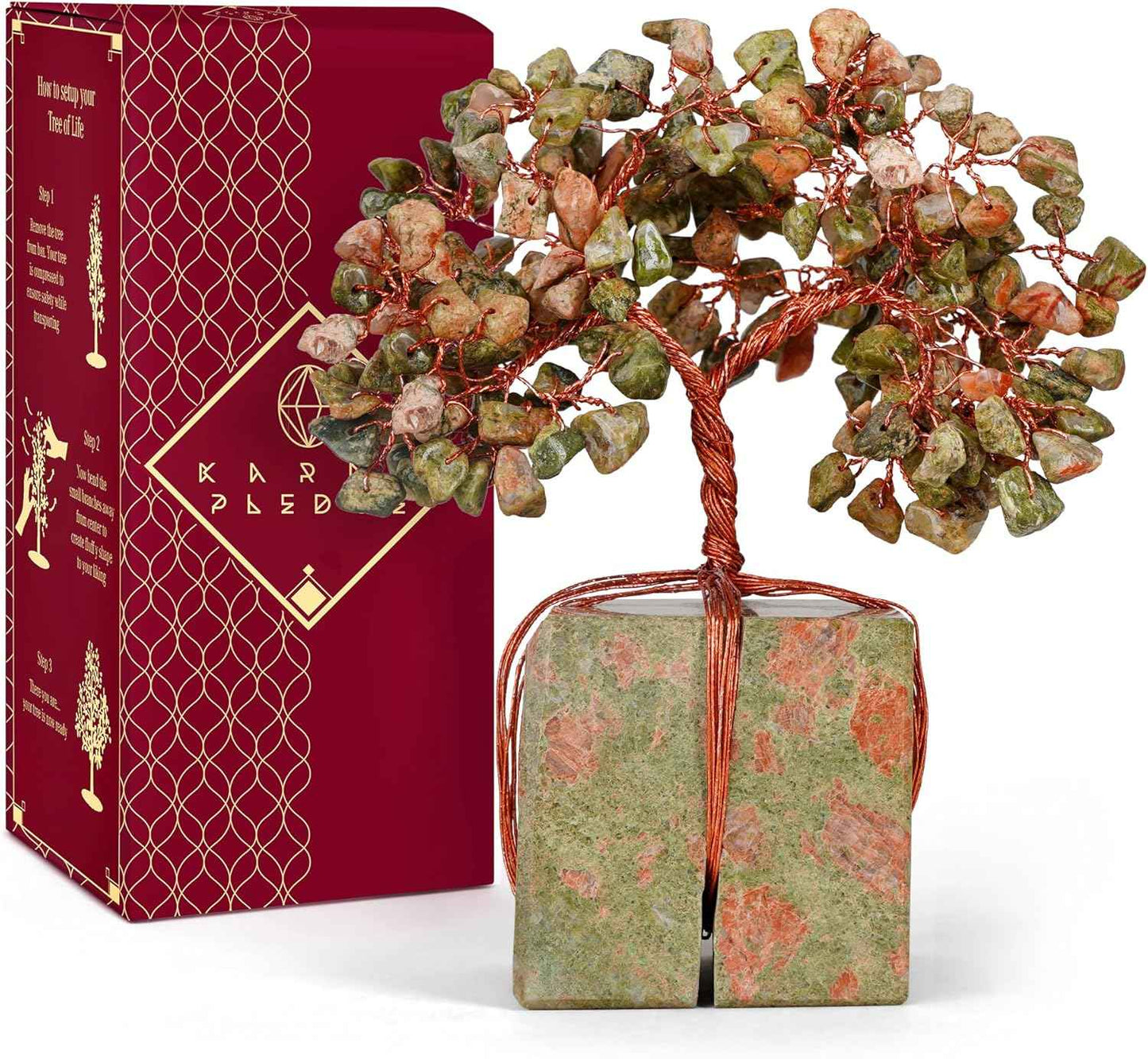 Crystal Tree of Life 7 Chakra Healing Crystals Trees for Home Decor, Office Desk Decor, Boho Decor, Handmade Bonsai Trees for Positive Energy, Money, Good Luck Birthday Gifts for Women, Mom