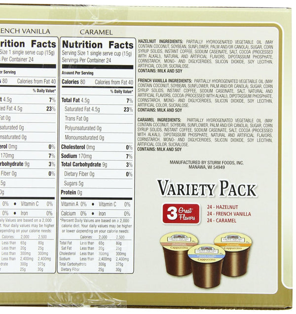 Grove Square Cappuccino Pods Variety Pack Single Serve 72 Count