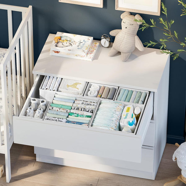 12-piece drawer organizer set for nursery, bedroom, and closet storage