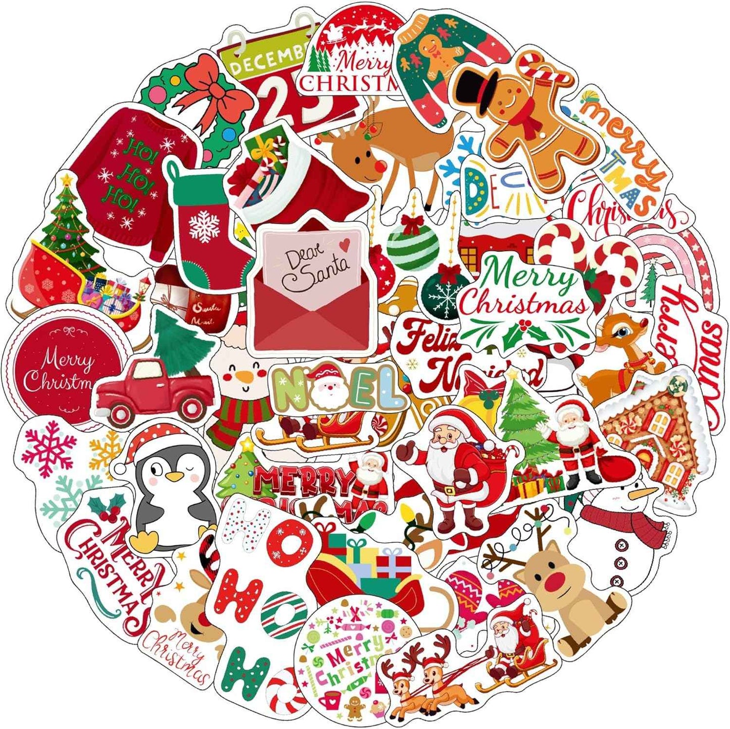 Christmas Stickers Christmas Decorations Party Supplies Party Favors Accessories Gift Idea For Boys Girls Kids Teens Adult Family Celebration Christmas Tree Santa Claus Reindeer Winter Snow Xmas Décor