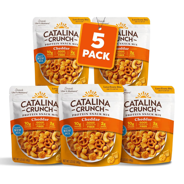Catalina Crunch Protein Snack Mix with Cheese Crisps, 10g Protein, 2g Sugar, Gluten Free, Cheddar, 5.25 Ounce Bag