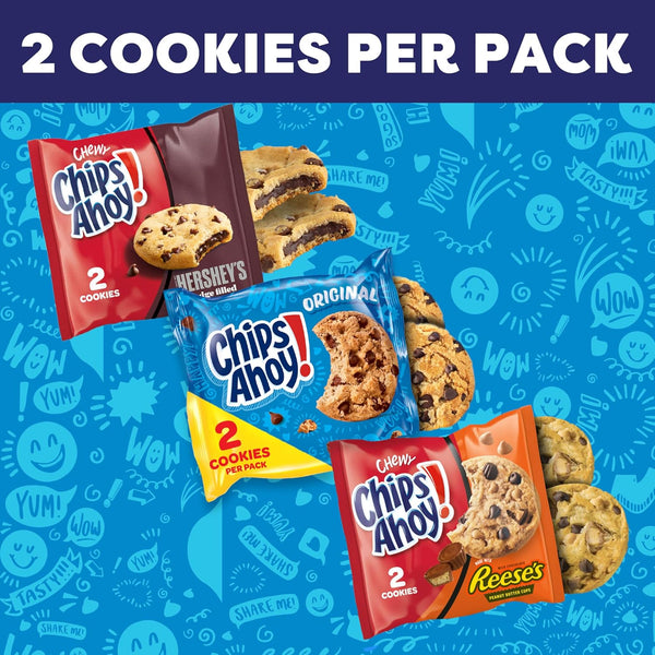 CHIPS AHOY! Cookies Variety Pack, 50 Snack Packs, 2 Cookies Per Pack