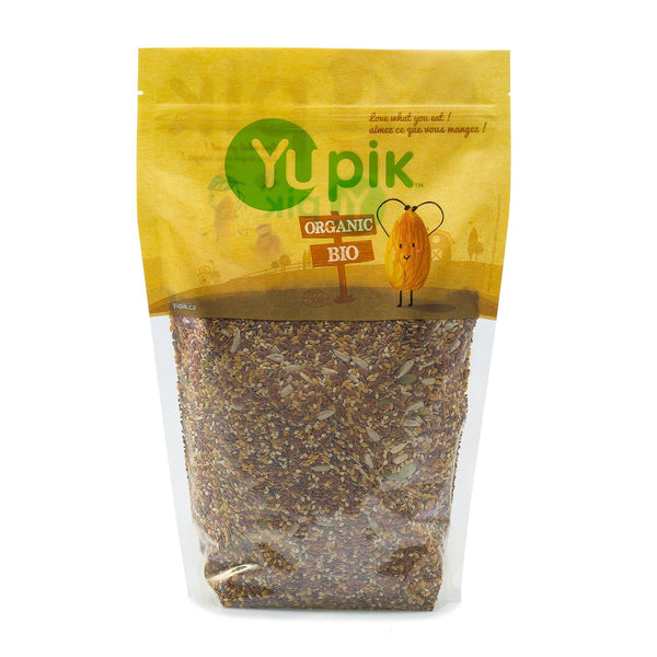 Yupik Organic Super 6 Seeds Mix, 2.2 lb (35.2 oz), GMO-Free, Kosher, Vegan, Rich in Fiber, Nutritious Raw Snack & Topping, With Brown & Golden Flax Seeds, Sunflower, Sesame, Chia & Pumpkin