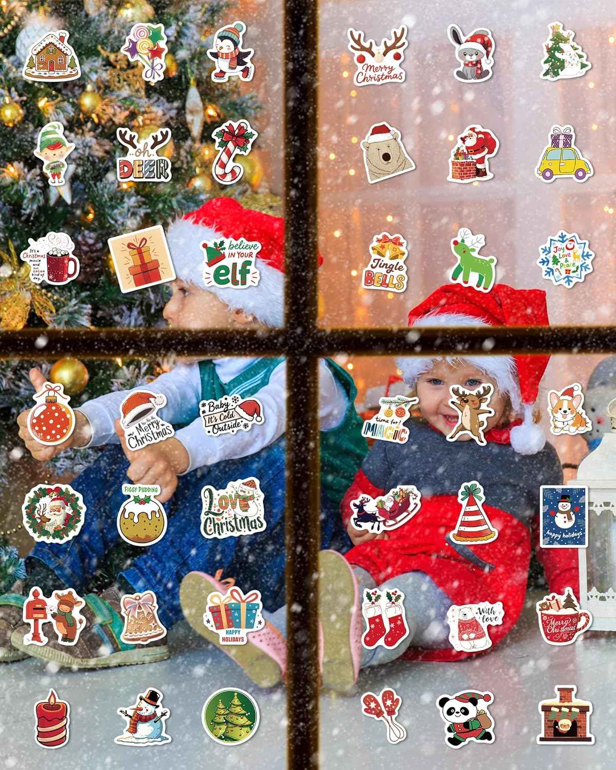 300 PCS Christmas Stickers for Kids, Christmas Party Favors Stocking Stuffers Vinyl Water Bottles Stickers Crafts Gifts for Classroom Students Holiday Sticker for Kids Teens Adults