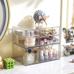 Clear Stackable Acrylic Drawer Makeup Organizer Set of 2