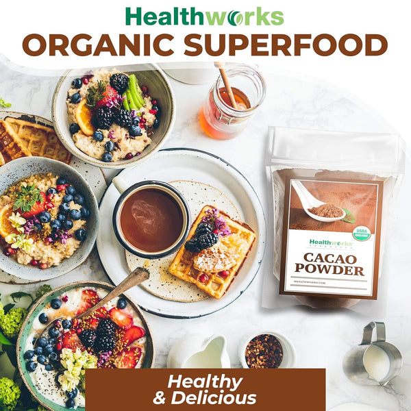 Healthworks organic cacao powder 16 oz 1 lb peruvian bean nut origin sugar free keto vegan non gmo