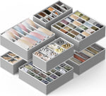 Closet Organizer Drawer Divider Assorted 7 Pieces Gray Non-Woven Fabric