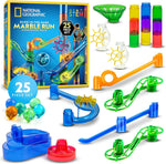 NATIONAL GEOGRAPHIC Glowing Marble Run – Construction Set with 15 Glow in The Dark Glass Marbles & Storage Bag, STEM Gifts for Boys and Girls, Building Project Toy (Amazon Exclusive)
