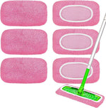 6-Pack Reusable Mop Pads Compatible with Sweeper Mop - 100% Coral Fleece Washable Refills - Microfiber Dry & Wet Sweeping Cloths for Multi-Surface/Hardwood Floor Cleaning