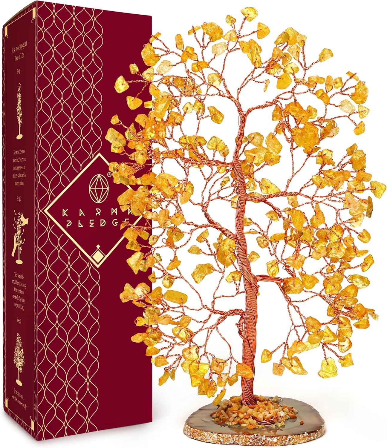 Crystal Tree of Life 7 Chakra Healing Crystals Trees for Home Decor, Office Desk Decor, Boho Decor, Handmade Bonsai Trees for Positive Energy, Money, Good Luck Birthday Gifts for Women, Mom