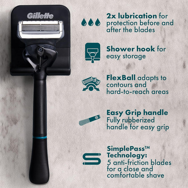 Gillette Intimate Razor for Men, Men’s Pubic Razors with 5-Blade Refills, Gentle and Easy to Use