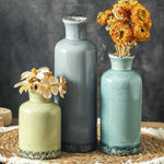 Ceramic Vase Set of 3, Neutral Flower Vases Home Decor, Pottery Rustic Farmhouse Decorative Vases Modern Decor for Table Mantel Entryway Bookshelf Living Room Kitchen Bedroom - Brown
