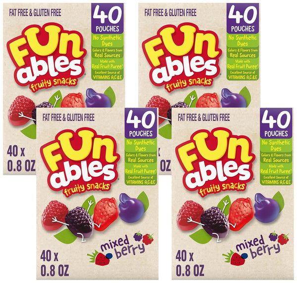 Funables Mixed Berry Fruity Snacks, 40 individually wrapped pouches, 32 oz, 40 ct