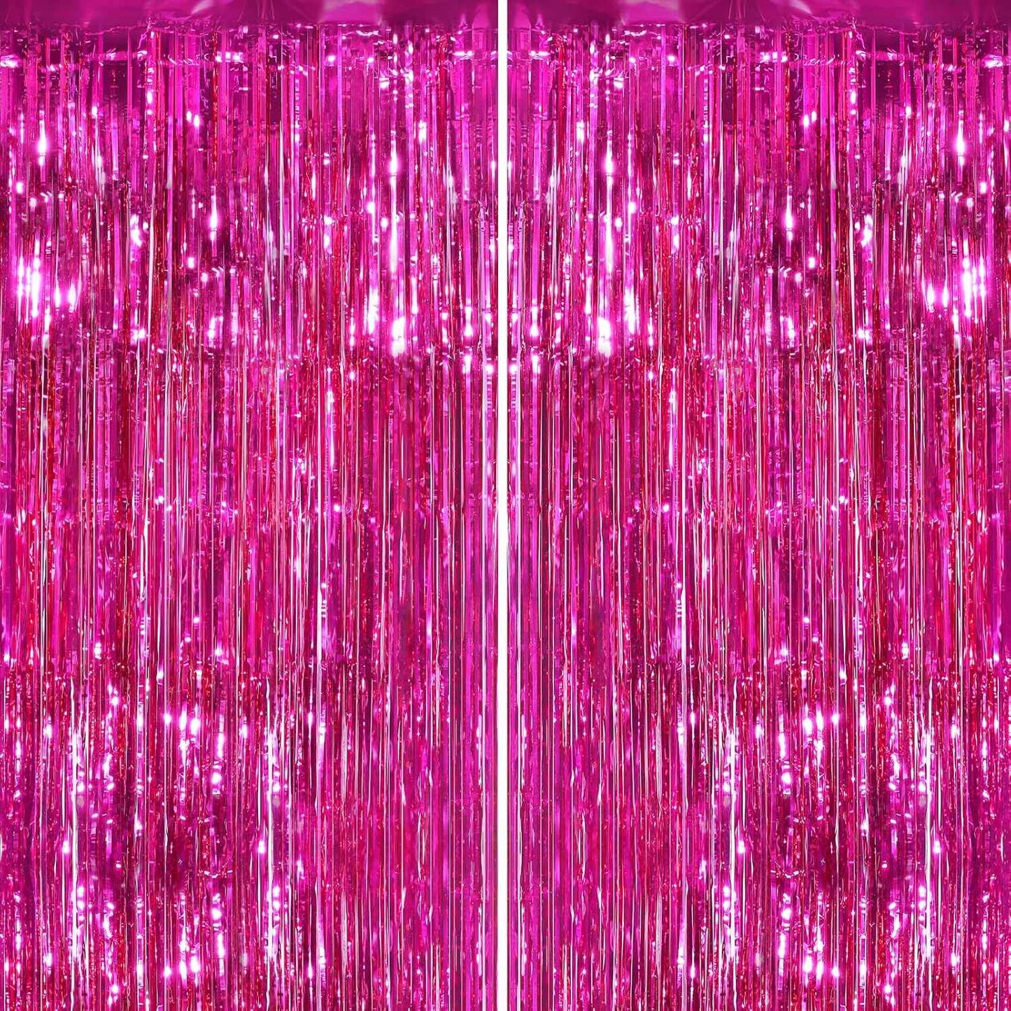 GCB 2Pack Black Metallic Tinsel Foil Fringe Curtains, Black Foil Curtain Backdrop, Photo Booth Props for Birthday Wedding Baby Shower Bachelorette Xmas Celebration Party Decorations Door Streamers