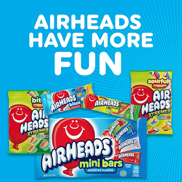 Airheads Full-Size Candy Bars Variety Pack Individually Wrapped 60 Count Box
