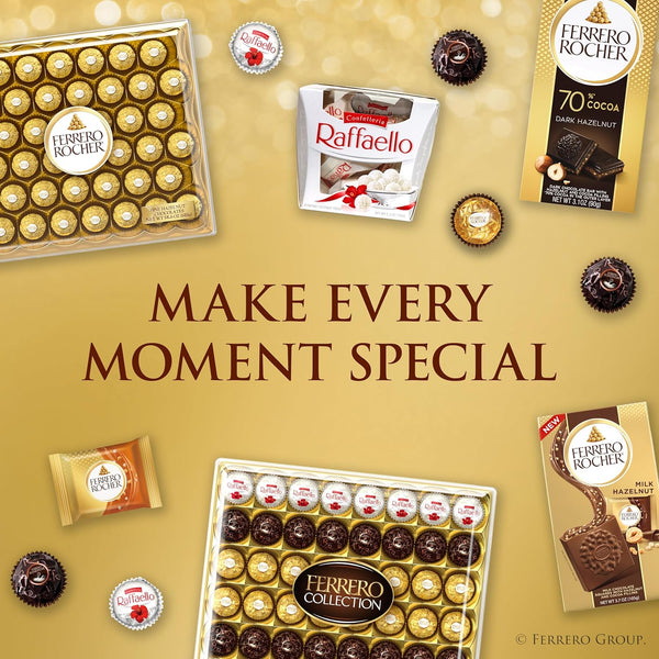 Ferrero Rocher gourmet hazelnut milk chocolate gift box with 16 individually wrapped chocolates, 7 oz, perfect for gifting and sharing