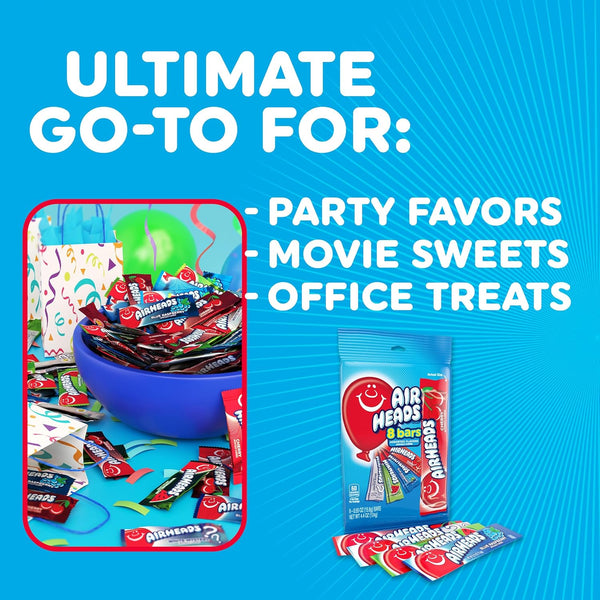 Airheads Full-Size Candy Bars Variety Pack Individually Wrapped 60 Count Box