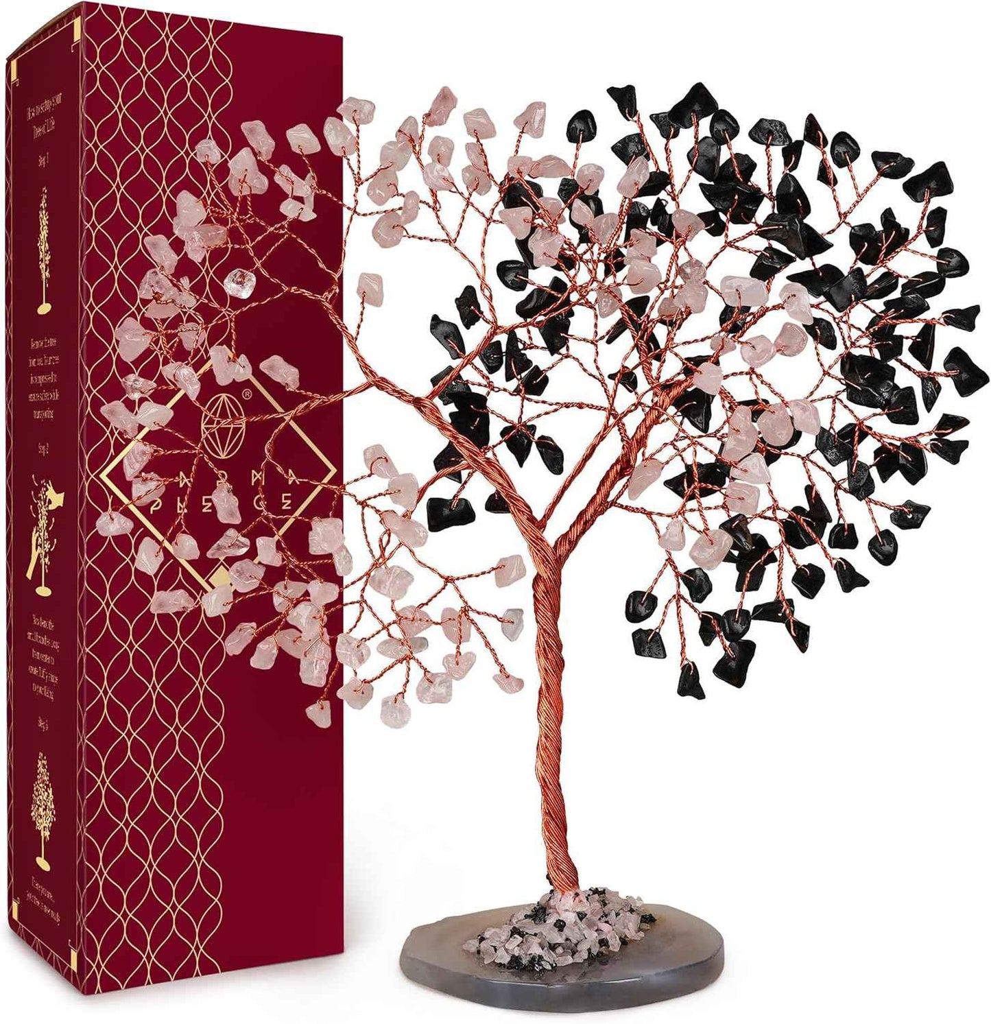 Crystal Tree of Life 7 Chakra Healing Crystals Trees for Home Decor, Office Desk Decor, Boho Decor, Handmade Bonsai Trees for Positive Energy, Money, Good Luck Birthday Gifts for Women, Mom