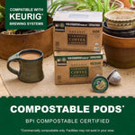 Vermont Coffee Company Organic Medium Roast Single-Serve Compostable Coffee Pods for Keurig