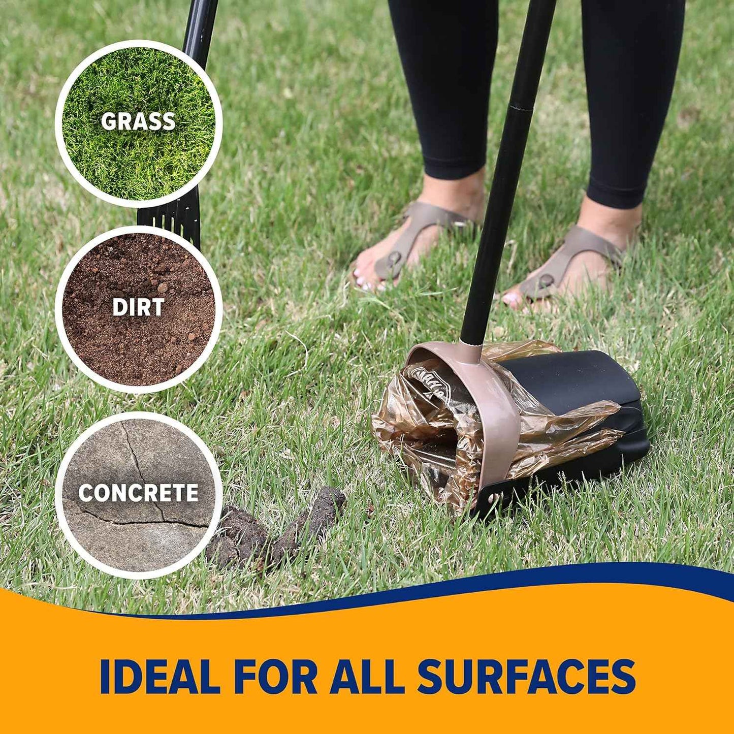 Arm & Hammer Dog Pooper Scooper Swivel Bin & Rake, Poop Scoop for Dogs, Black (2 Heavy Duty Scented Waste Bags Included)