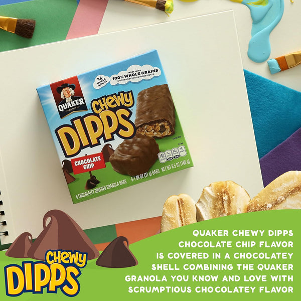 Quaker Chewy Dipps Granola Bars Chocolate Chip, 14 Count, 1.09 oz Each