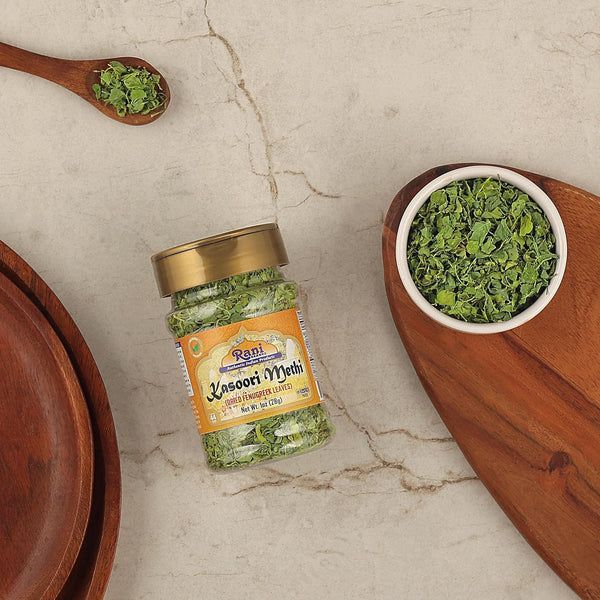 Rani 100% Natural Kasoori Methi Dried Fenugreek Leaves 1oz (28g) PET Jar Vegan Gluten Friendly