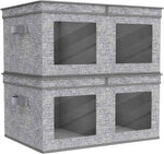 Univivi Fabric Foldable Storage Boxes [4-Pack] Large Collapsible Stackable Storage Bins with Lids, Closet Organizers and Storage Cube Basket for Home, Office, Bedroom (Gray, 17“ x 12” x 12")