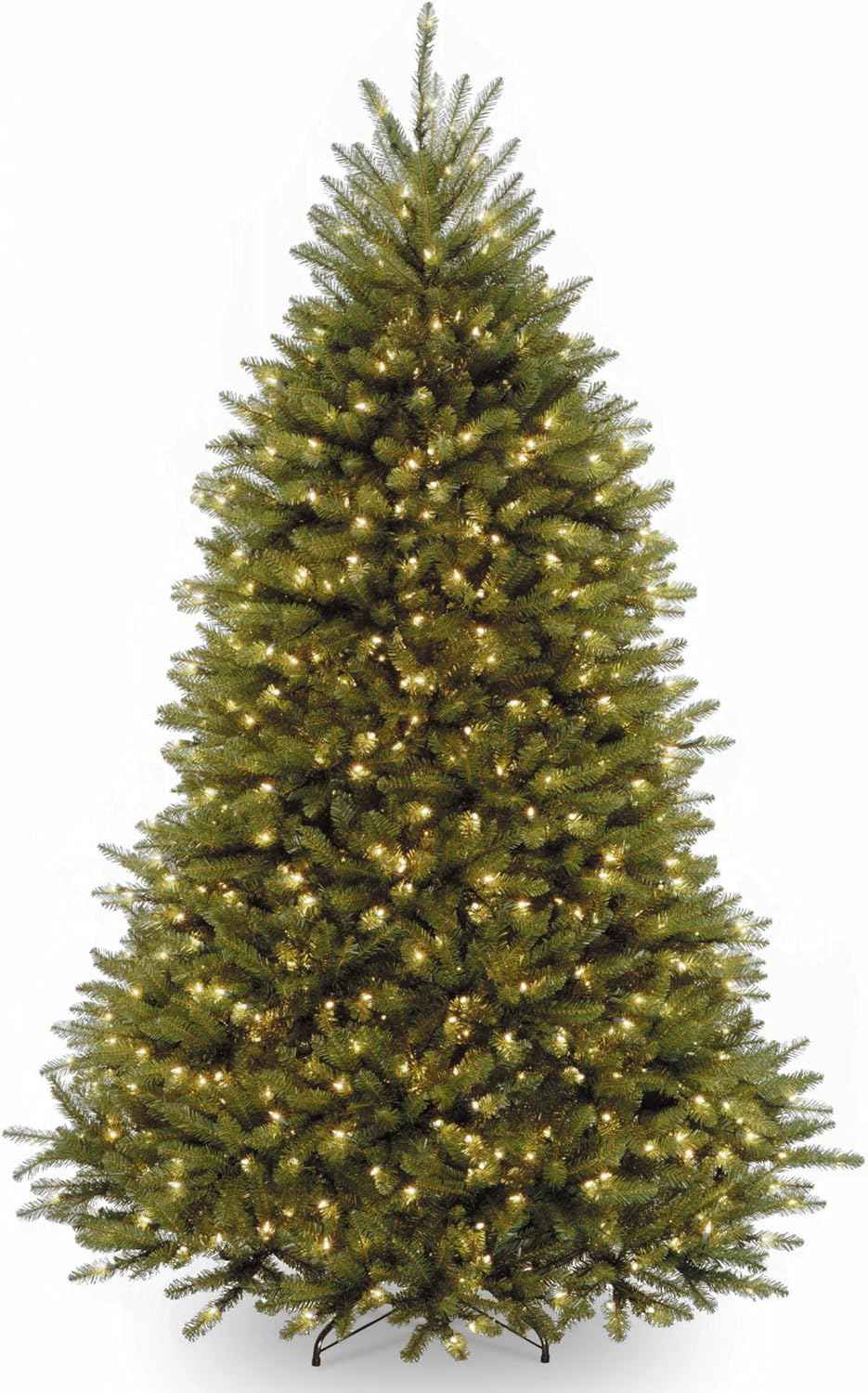 National Tree Company Pre-Lit Artificial Full Christmas Tree, Green, Dunhill Fir, White Lights, Includes Stand, 7.5 Feet