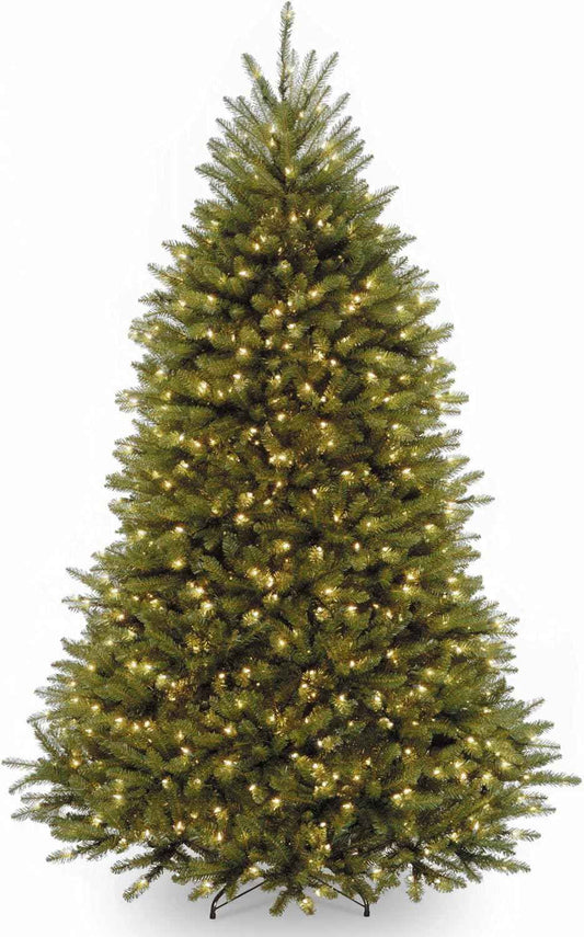 National Tree Company Pre-Lit Artificial Full Christmas Tree, Green, Dunhill Fir, White Lights, Includes Stand, 7.5 Feet