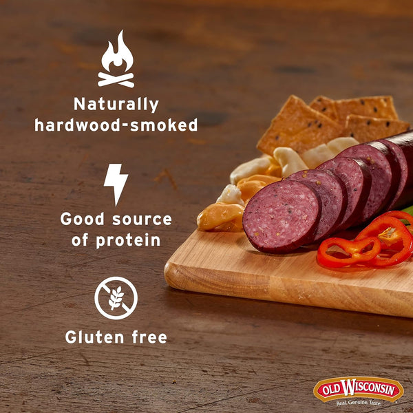 Old Wisconsin Premium Summer Sausage, 100% Natural Beef, Ready to Eat, 8 Ounce
