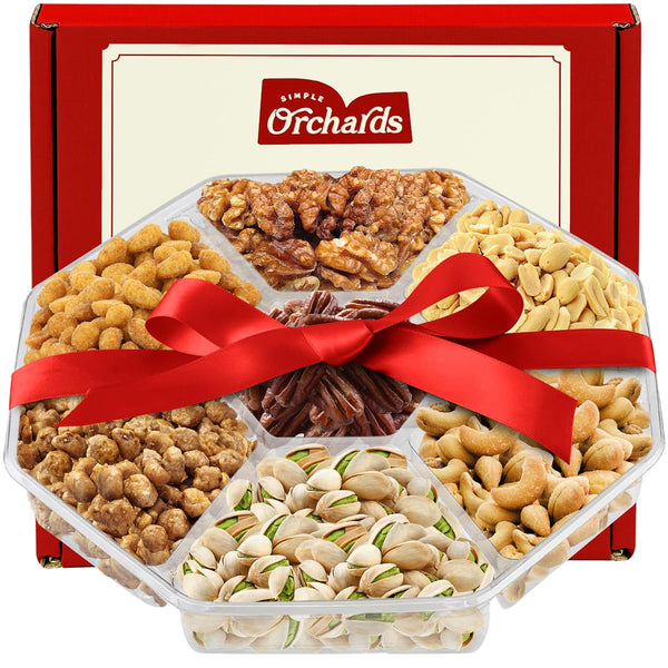 7 Sectional Platter Gift Basket with Freshly Roasted Nuts