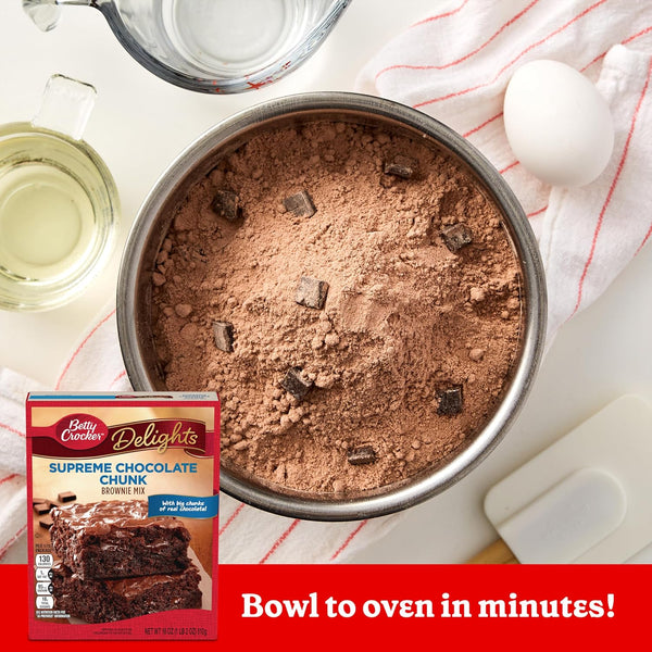 Betty Crocker Supreme Chocolate Chunk Brownie Mix, 18 oz - Fudgier, Decadent Baking