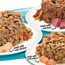 Purina beneful small breed dog food variety pack incrediBites with real beef chicken and salmon 3 oz cans pack of 30