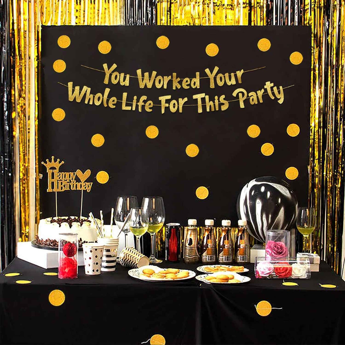 You Worked Your Whole Life For This Party Gold Glitter Banner – Funny Retirement Party Supplies, Gifts and Decorations