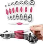 Spring Chef Stainless Steel Magnetic Measuring Spoons Set with Strong N45 Magnets, Heavy Duty Metal Kitchen Gadgets for Baking & Cooking, Fits in Most Kitchen Spice Jars, Set of 8 with Leveler, Black
