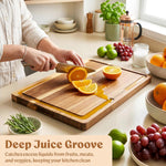 Acacia Wood Cutting Board Set of 3 for Kitchen with Deep Juice Groove