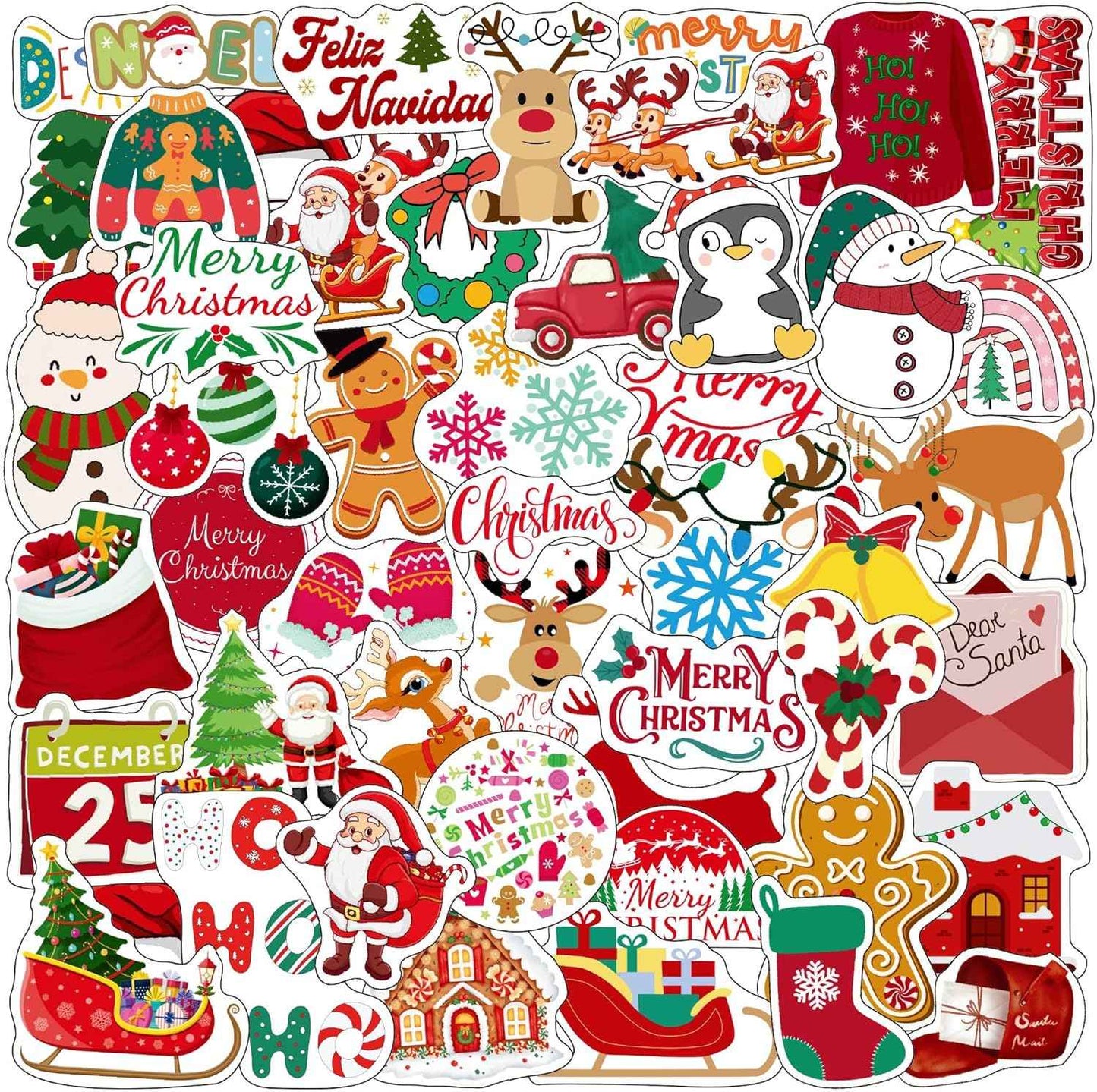 Christmas Stickers Christmas Decorations Party Supplies Party Favors Accessories Gift Idea For Boys Girls Kids Teens Adult Family Celebration Christmas Tree Santa Claus Reindeer Winter Snow Xmas Décor