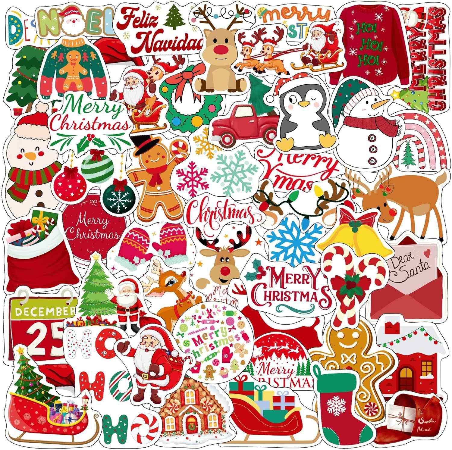 Christmas Stickers Christmas Decorations Party Supplies Party Favors Accessories Gift Idea For Boys Girls Kids Teens Adult Family Celebration Christmas Tree Santa Claus Reindeer Winter Snow Xmas Décor