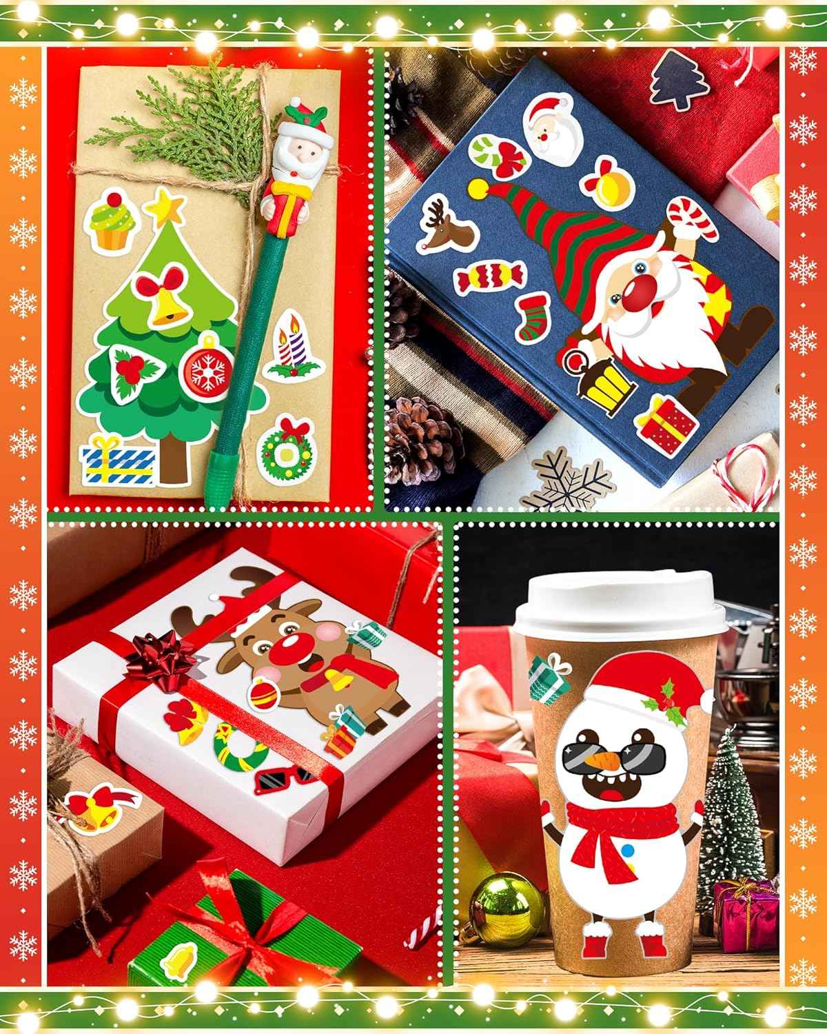 42 Sheets Christmas Party Favor Stickers for Kids, Christmas Goodie Bag Stocking Stuffers Face Stickers, Gifts Games Activities Holiday Sticker Crafts for Kids