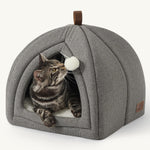 Bedsure cat beds for indoor use - 2 in 1 cat cave house tent for kittens and small pets with removable washable cushioned pillow