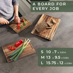 WALDWERK Acacia Wood Cutting Board Set with Stand for Kitchen