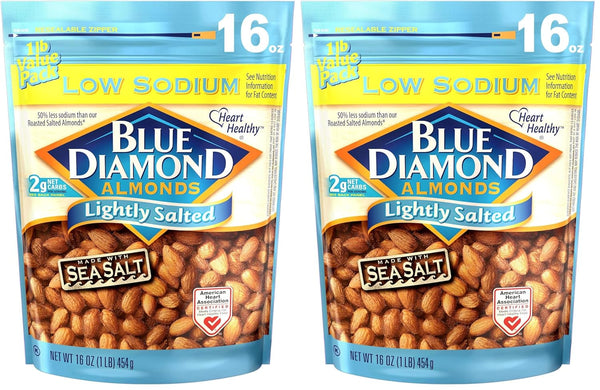 Blue Diamond Low Sodium Lightly Salted Snack Almonds 16 Oz Resealable Bags - Pack of 1