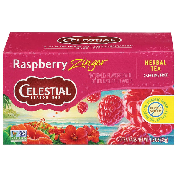 Celestial Seasonings Hibiscus Tea, Red Zinger Herbal Tea, Caffeine Free, 20 Tea Bags