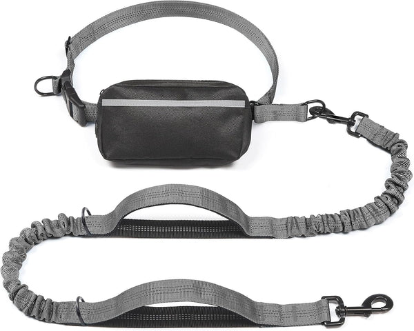 iYoShop hands-free dog leash with zipper pouch and dual padded handles for medium and large dogs (large, 25-120 lbs, black)
