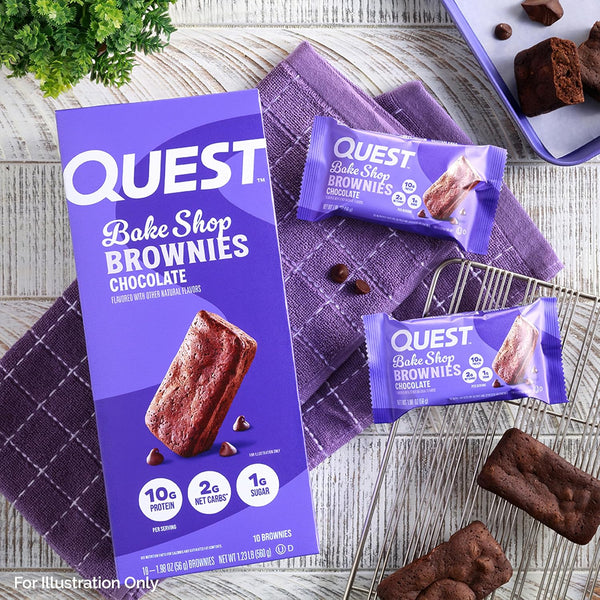 Quest Nutrition Bake Shop Chocolate Brownies 10g Protein 10 Count