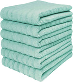 Premium Kitchen Towels (20”x 28”, 6 Pack) | Large Cotton Kitchen Hand Towel | Flat & Terry Dish Cloths | Highly Absorbent Tea Towels Set with Hanging Loop | Gray